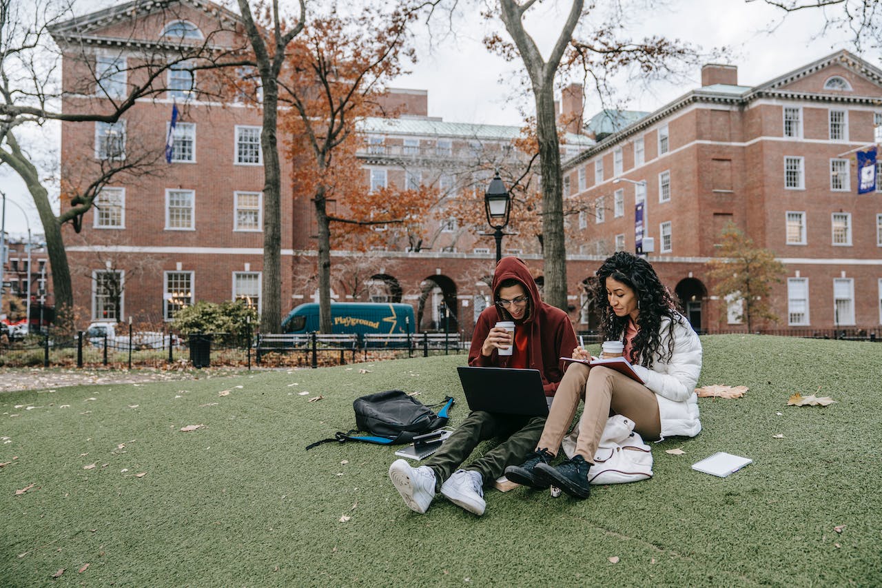 Two people at the university campus