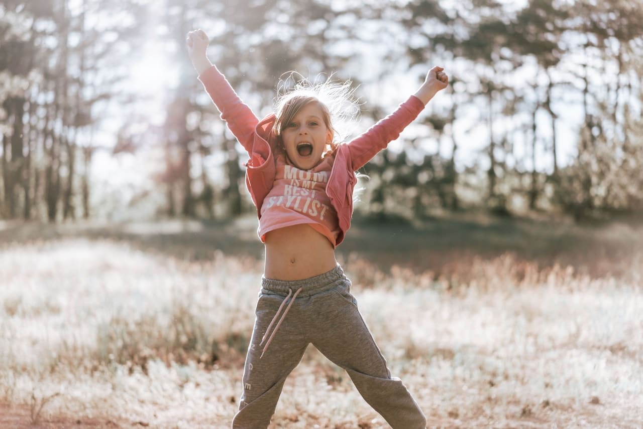 A little girl jumping