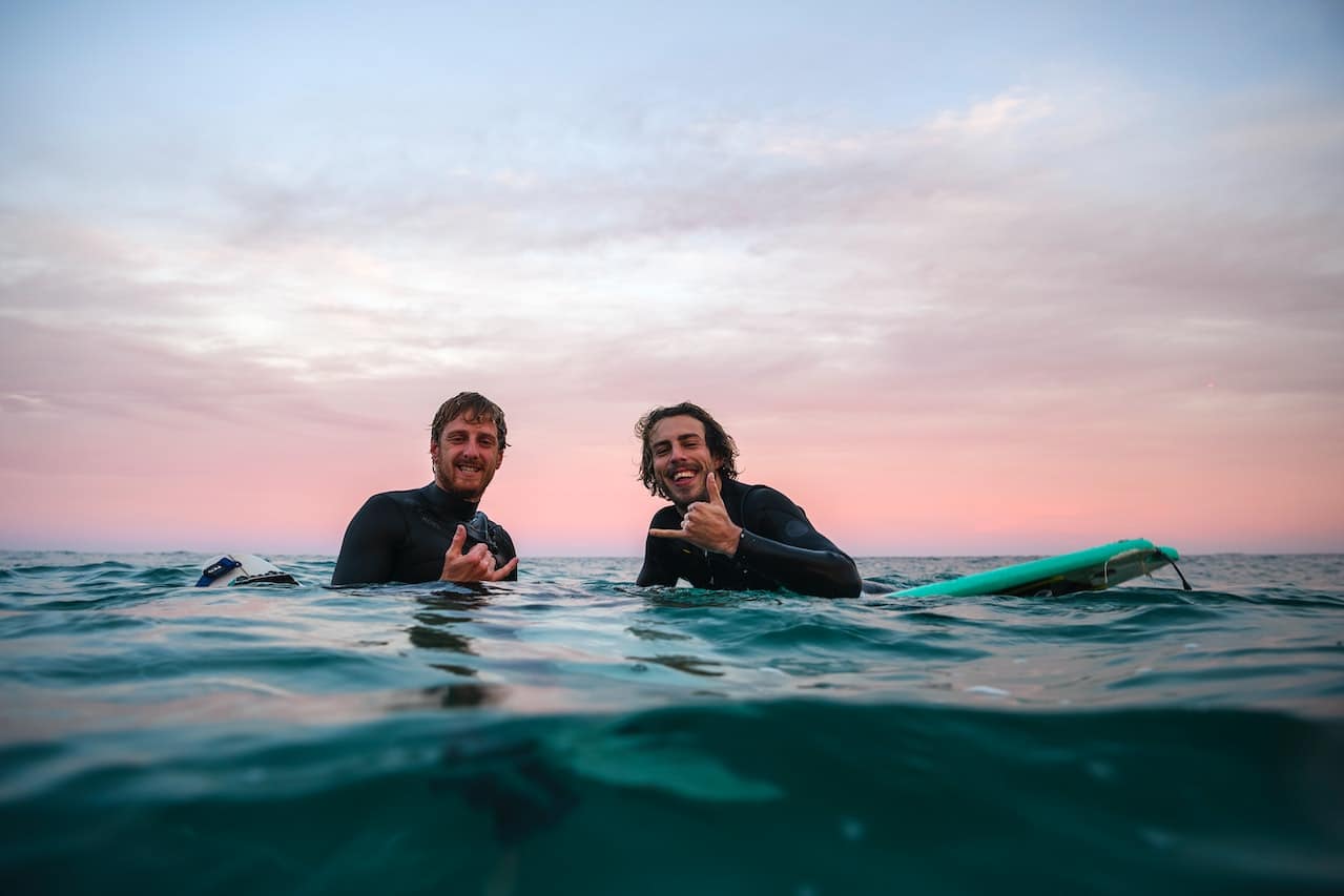 two friends in water