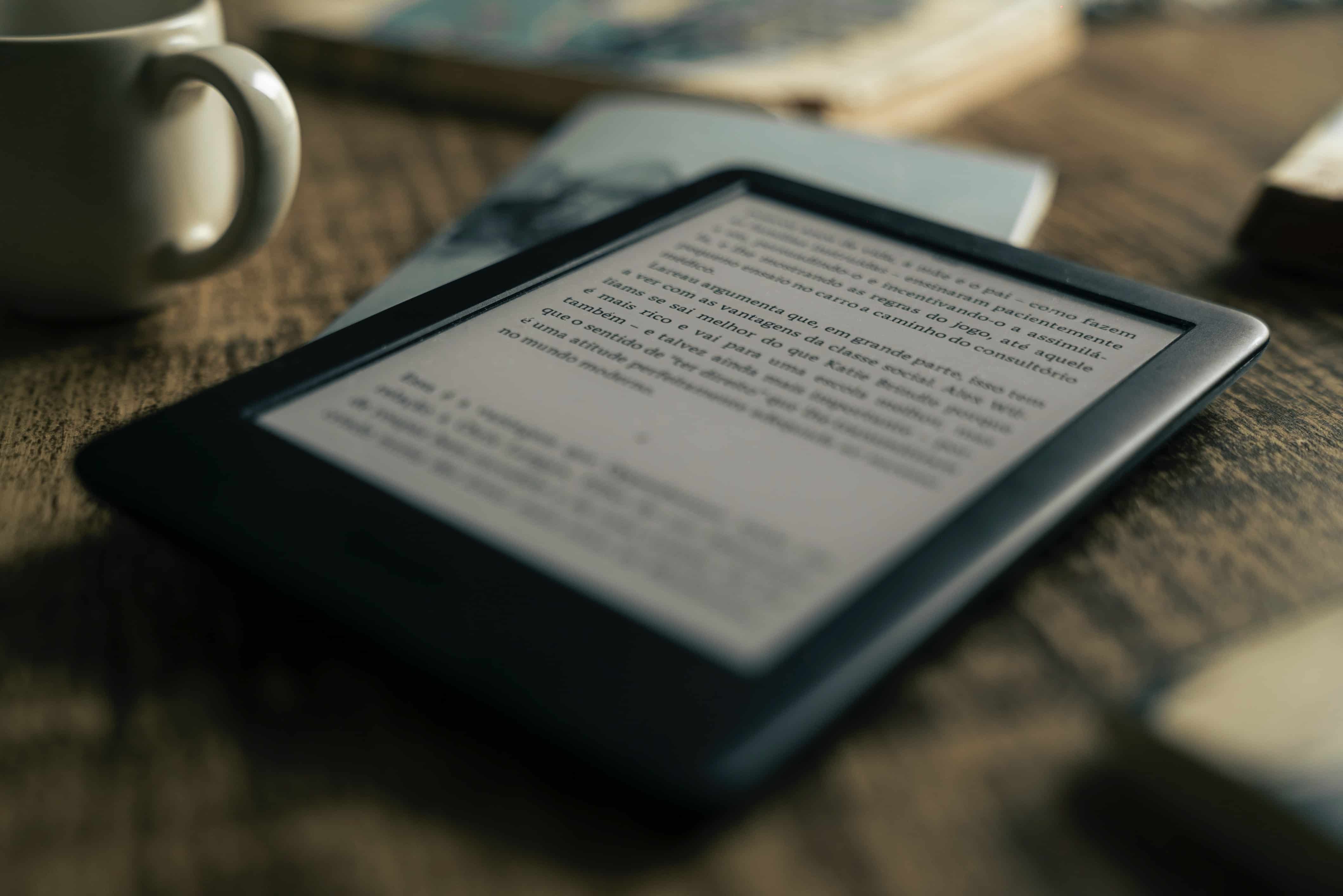 Kindle on a table