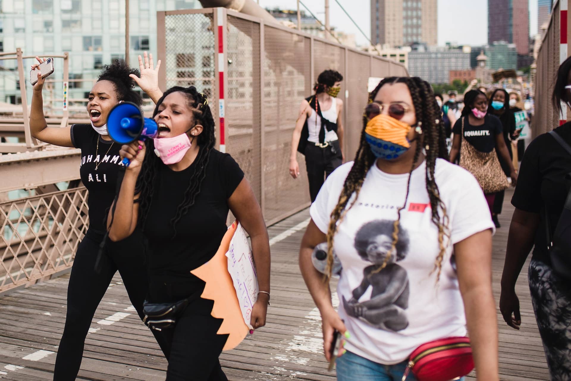 Girls in a protest